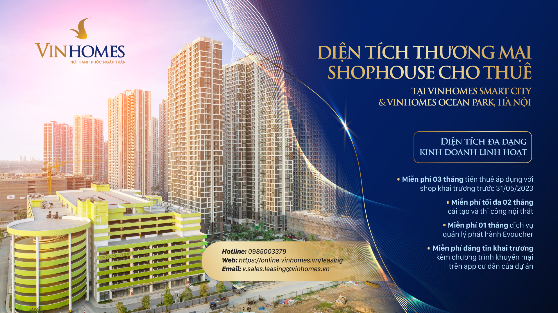 Chính sách cho thuê shophouse tại Parking Zone của Vinhomes Ocean Park