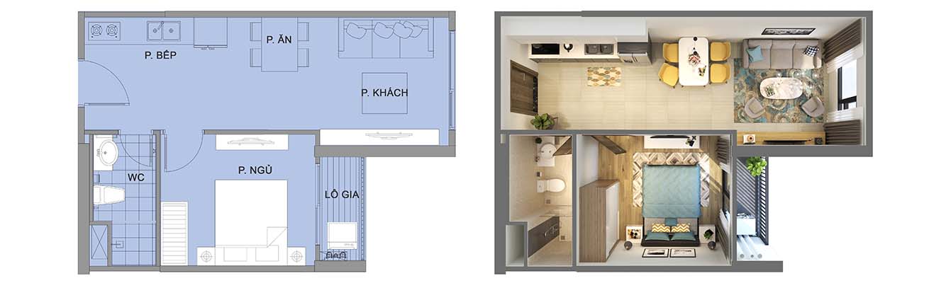 Cho thuê căn hộ chung cư 1 phòng ngủ Vinhomes Ocean Park Gia Lâm