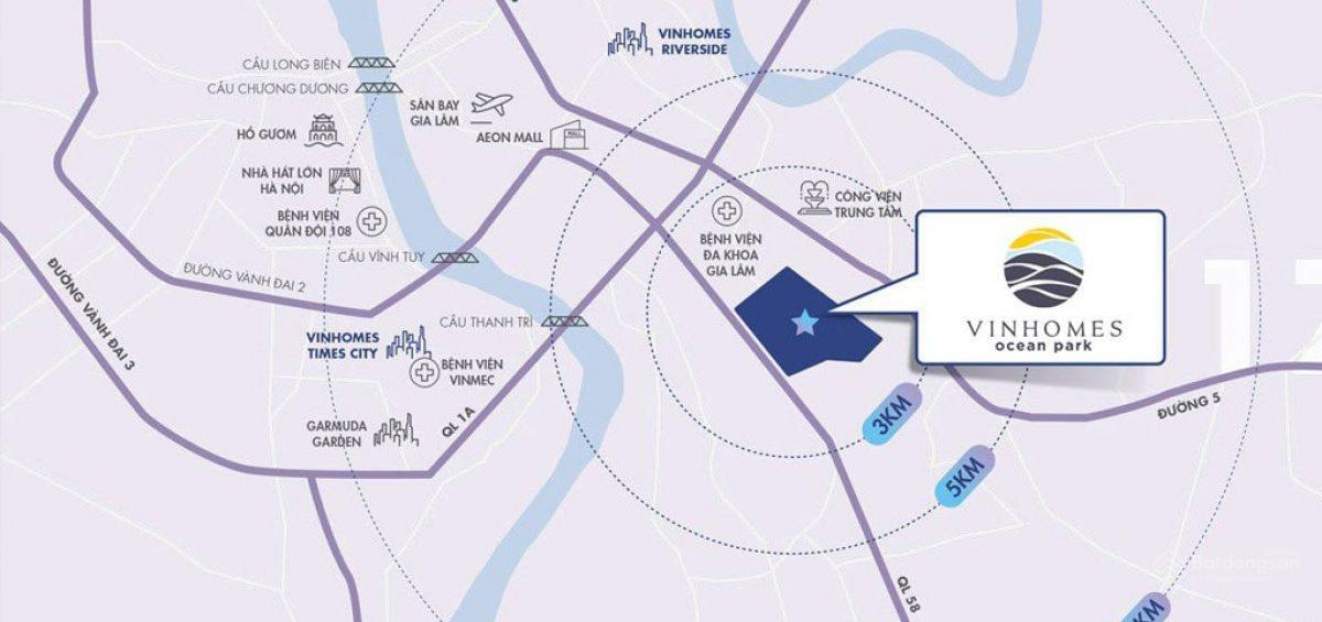Vị trí The Paris Vinhomes Ocean Park Gia Lâm