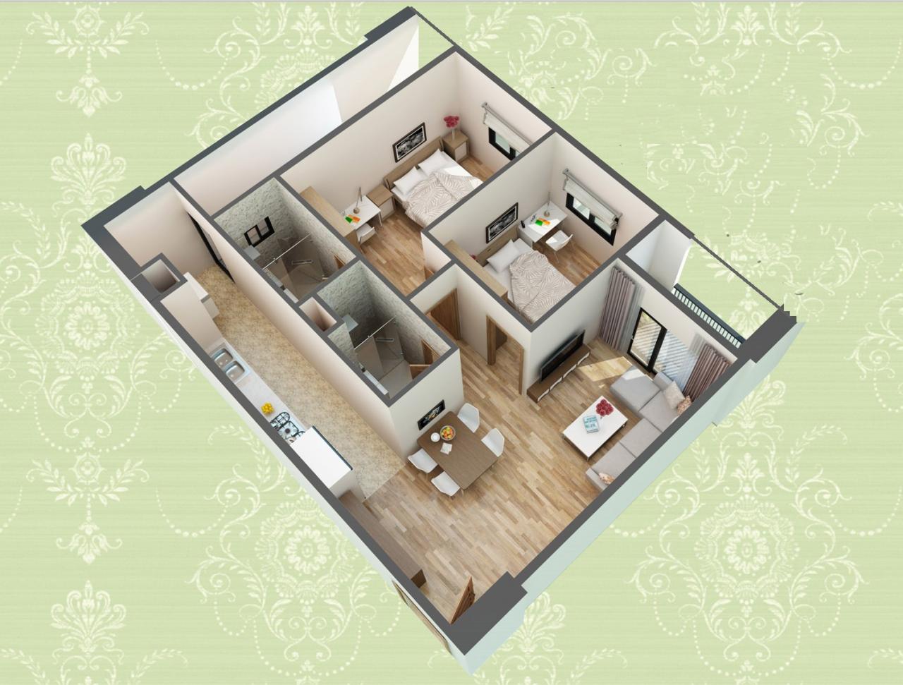 Cho thuê căn hộ chung cư 2 phòng ngủ Vinhomes Ocean Park Gia Lâm