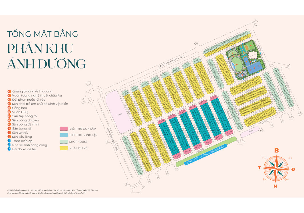 Các loại hình sản phẩm phân khu Ánh Dương Vinhomes Ocean Park 3 Hưng Yên
