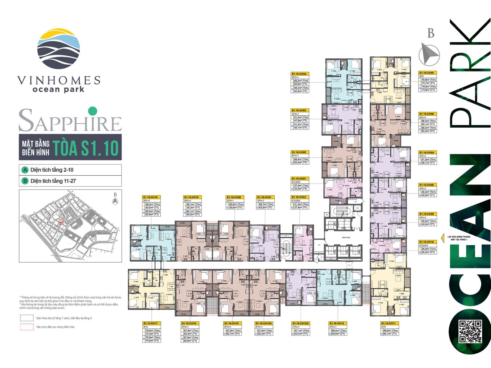 Bán căn hộ Toà S1.10 phân khu Sapphire 1 Vinhomes Ocean Park Gia Lâm