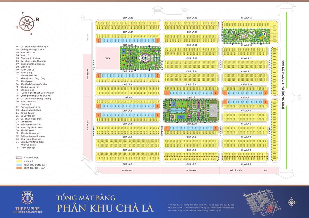 Mặt bằng thiết kế tổng thể phân khu Chà Là