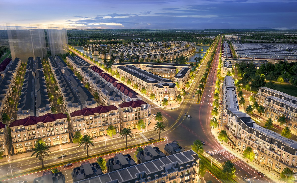 Quảng trường Kinh đô ánh sáng với cảm hứng kiến trúc Pháp cổ đặc trưng. Ảnh: Vinhomes